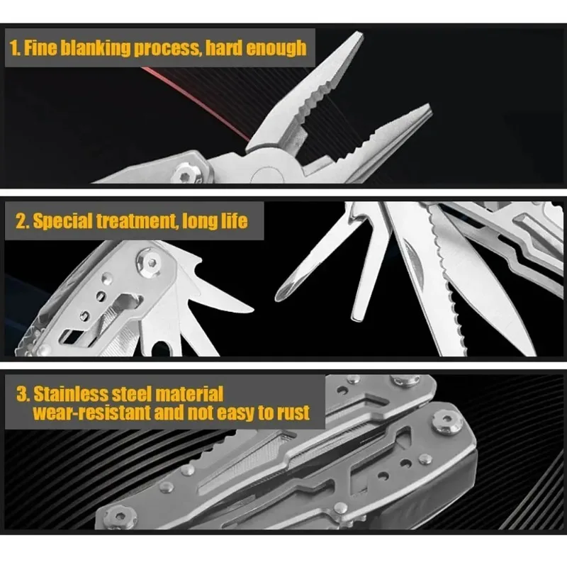 Folding Multi-Function Pocket Knife - Stainless Steel Survival Tool with Pliers & Screwdrivers for Outdoor (Pocket-Sized)