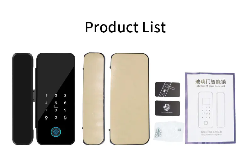Tuya Bluetooth Biometric Glass Door Smart Lock Fingerprint Password Card Electro