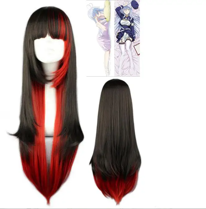 

Long Straight Cosplay Wig Women Costume Party Black Red Ombre Heat Resistant Synthetic Hair Wigs Pillow Cover Pillow Case