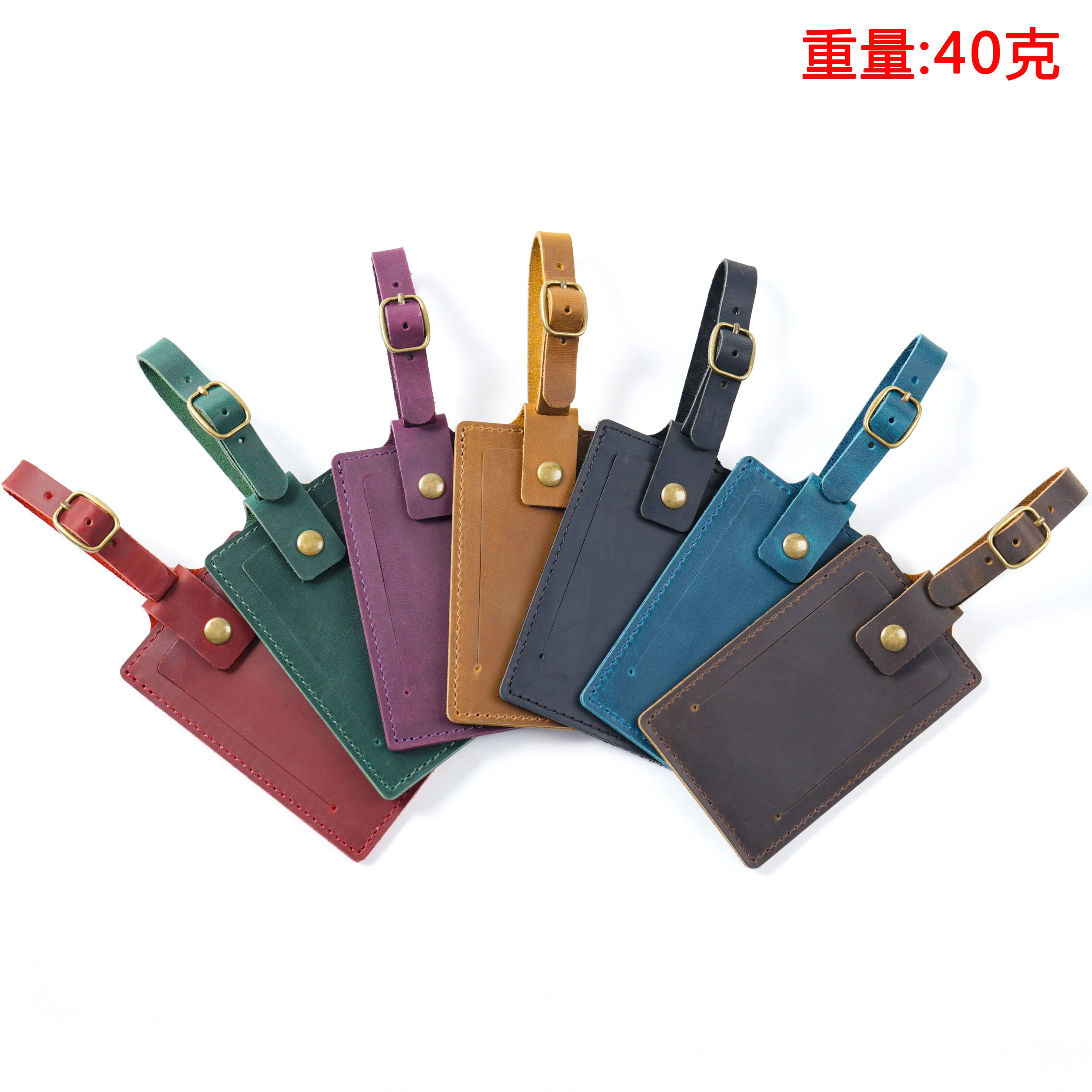 Vintage-Style Top-Grain Leather Luggage Tag with Snap Closure-Creative Airplane Travel Suitcase ID Tag for Check-In/Boarding