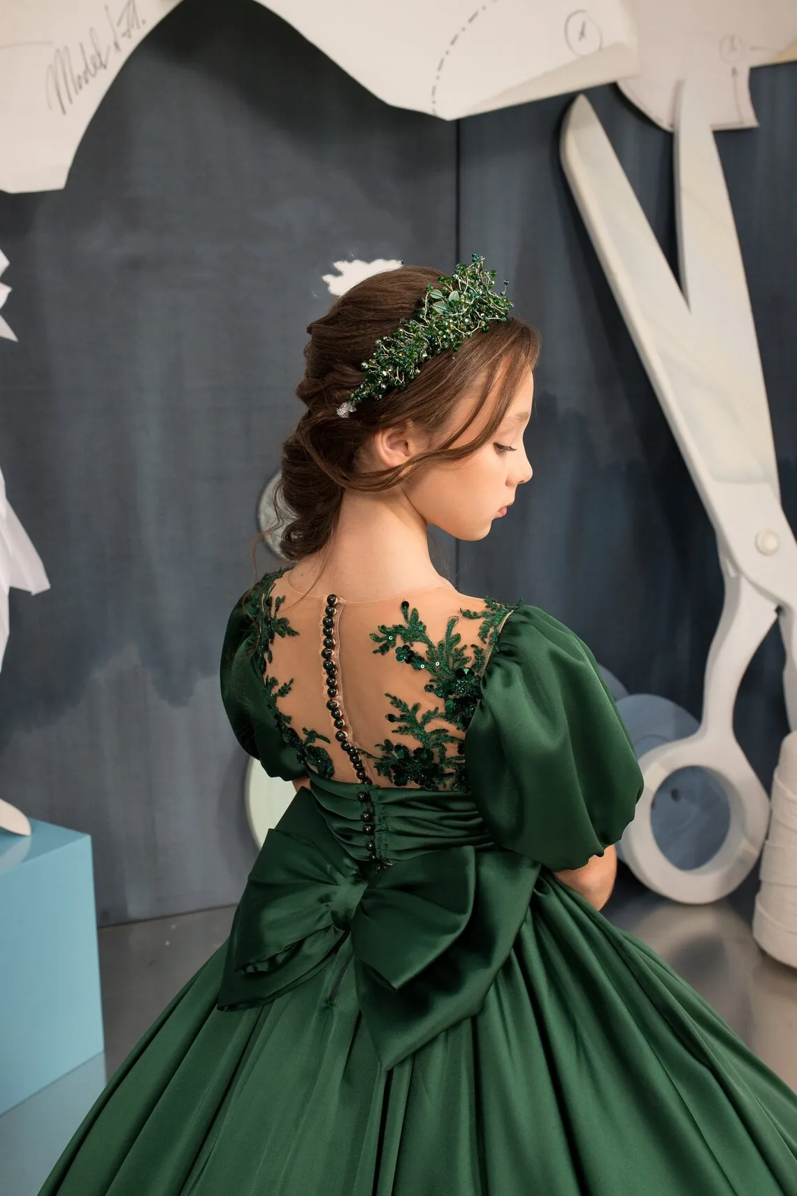 Emerald Green Princess Dress Emerald Green Satin Flower Girl Dress