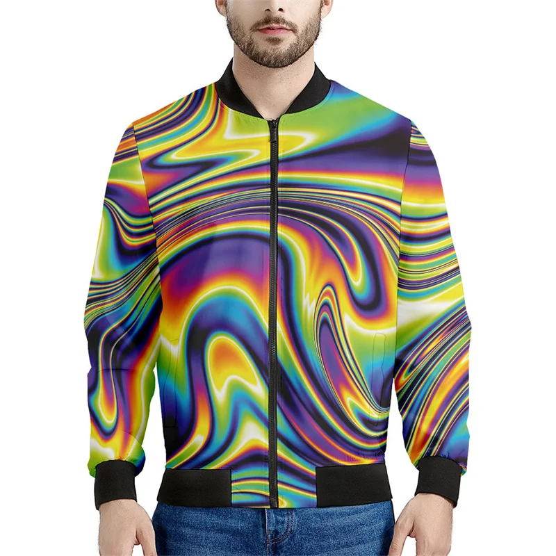 thumbnail image 1 of Chaqueta con cremallera con estampado 3D de degradado psicodélico para hombres, sudaderas de gran tamaño, chaquetas bomber de manga larga para primavera y otoño para mujeres, 1 of 5