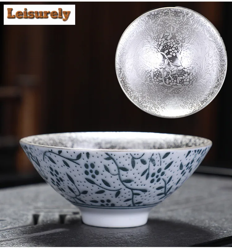 High-grade Silver-plated Ceramic Tea Cup Mugs for Tea Cups Japanese Te Cup Jingdezhen Mug Teacup Teacups Set Bowl Puer Chinese