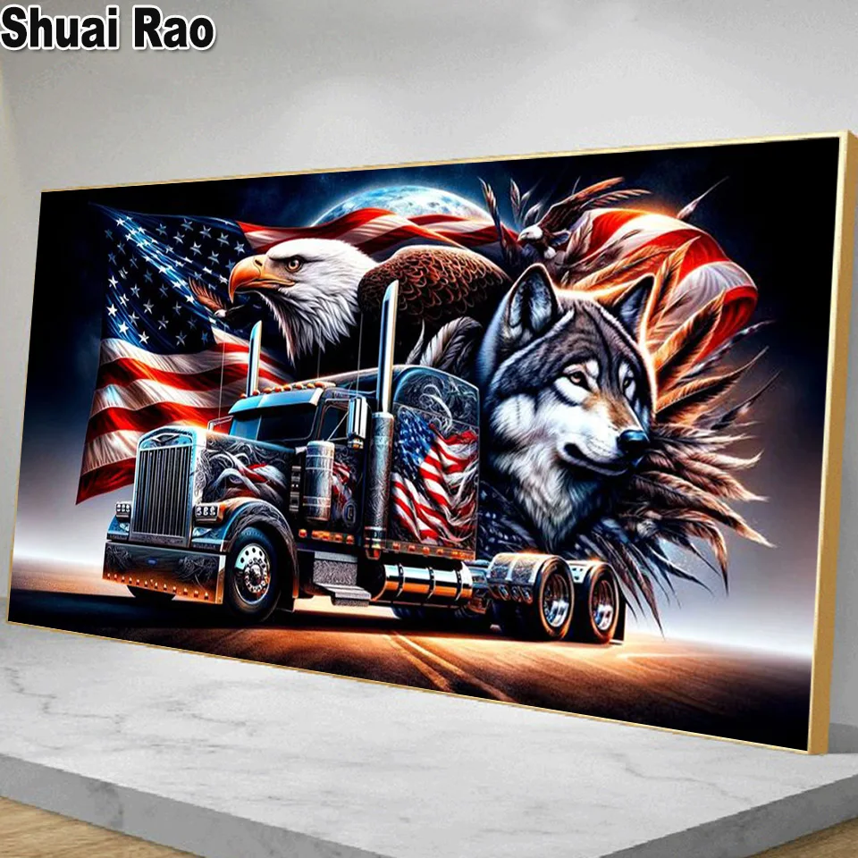 America eagle truck Wings Wolf DIY Diamond Painting Jewelry cross stitch Amazing landscape Diamond Embroidery Mosaic Home Decor,
