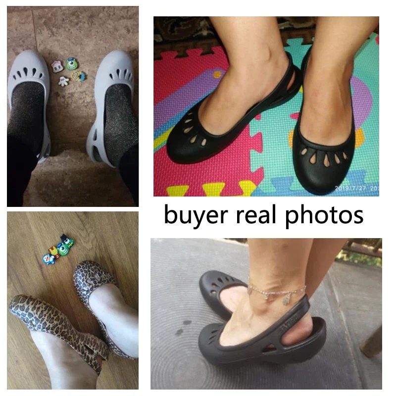 Women Sandals Clogs Jelly Non-slip Summer Hole Shoes Flat Slippers Plastic Waterproof EVA Garden