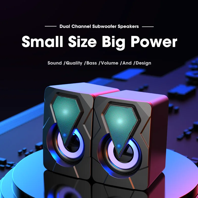 US $14.74 - 27.88 4D Surround Soundbar With RGB Light Speakers Computer Stereo Bass Subwoofer Speaker for Laptop PC Home Theater Caixa De Som