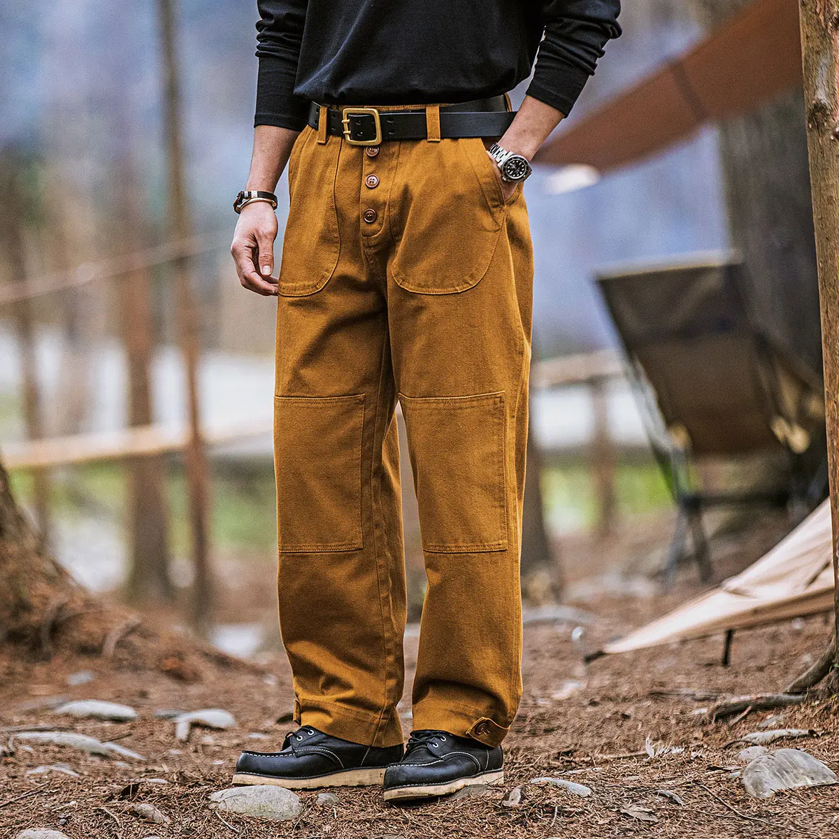 Men's Cargo Pants Loose Straight Thick Casual Pants Vintage Menswear for Spring Autumn