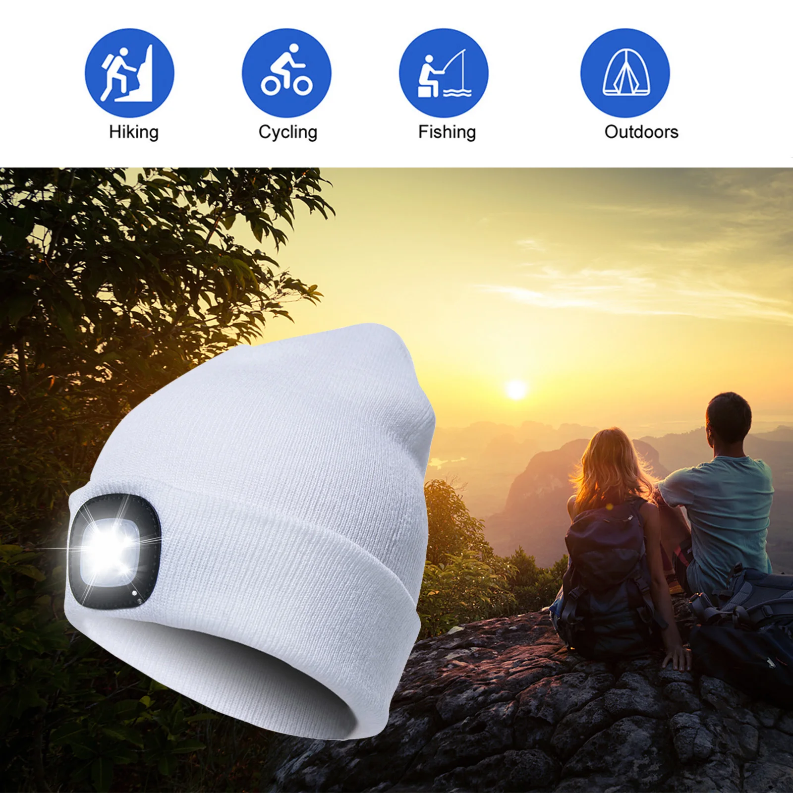 Cappello berretto con luce rimovibile e Bluetooth, cuffie wireless  ricaricabili USB cappelli da corsa, beany esterno unisex (giallo)