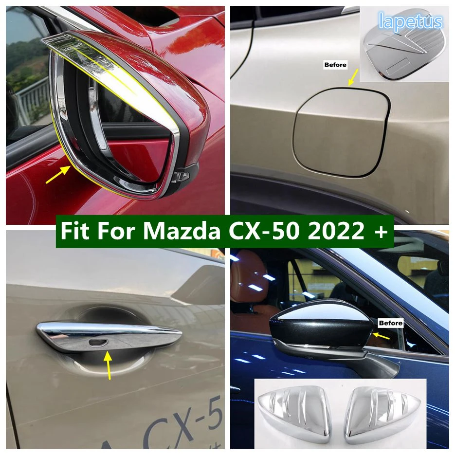 

Rearview Mirror / Door Handle Bowl / Oil Gas Tank Fuel Decor Cover Trim For Mazda CX-50 2022 - 2024 Chrome Exterior Accessories