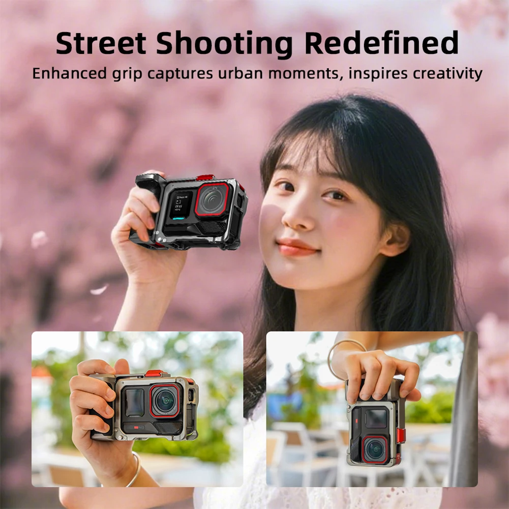 For Insta360 Ace Pro/2 Metal Camera Grip Mount Anti-Fall Sports Camera Protective Case Detachable Street Photo Vlog Accessories