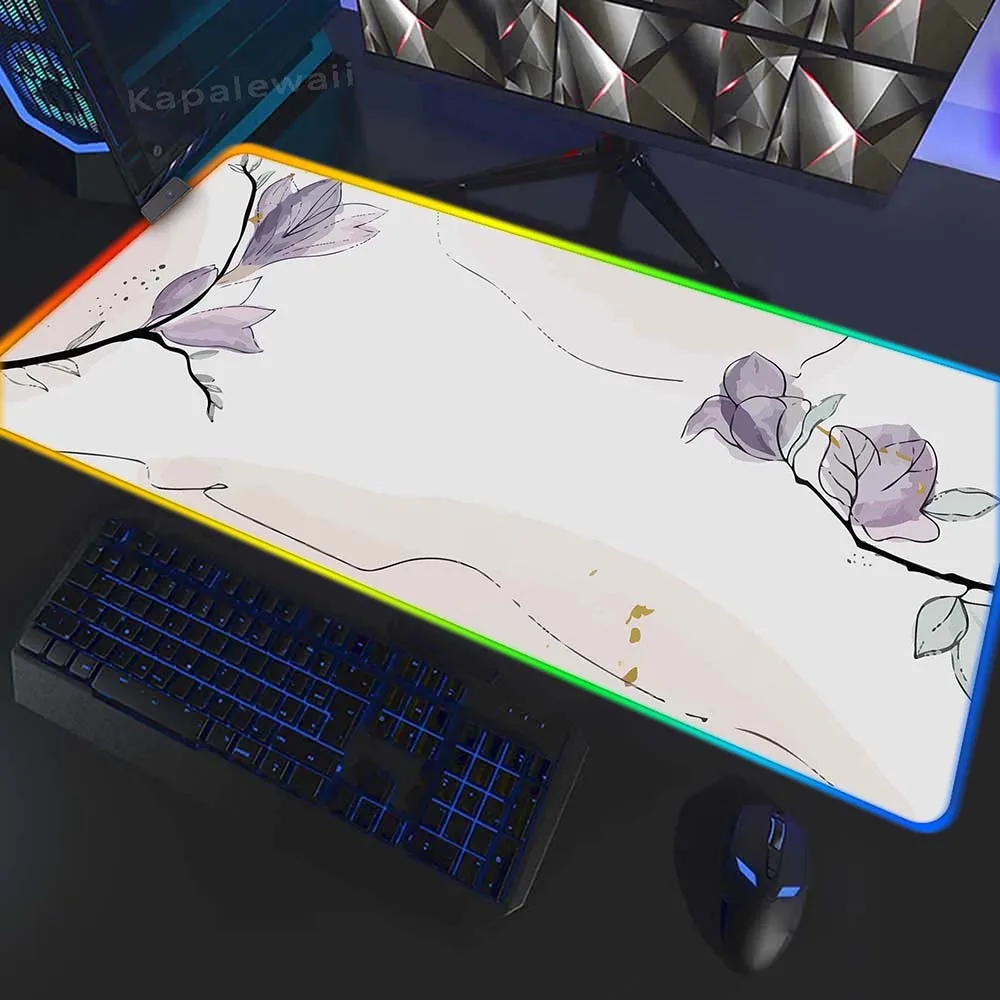 

Abstract Art Plant RGB Gaming Setup Accessories Mouse Mat Glowing USB LED Mouse Pad 900x400mm XXXL Mousepad Rubber Keyboard Pads