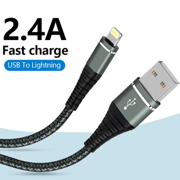 Lightning Cable USB Original Fast Charging Cord for Iphone 14 13 12 11 Pro Max XS X XR 7 8 6 Plus SE Nylon Braided Charger Cord 1