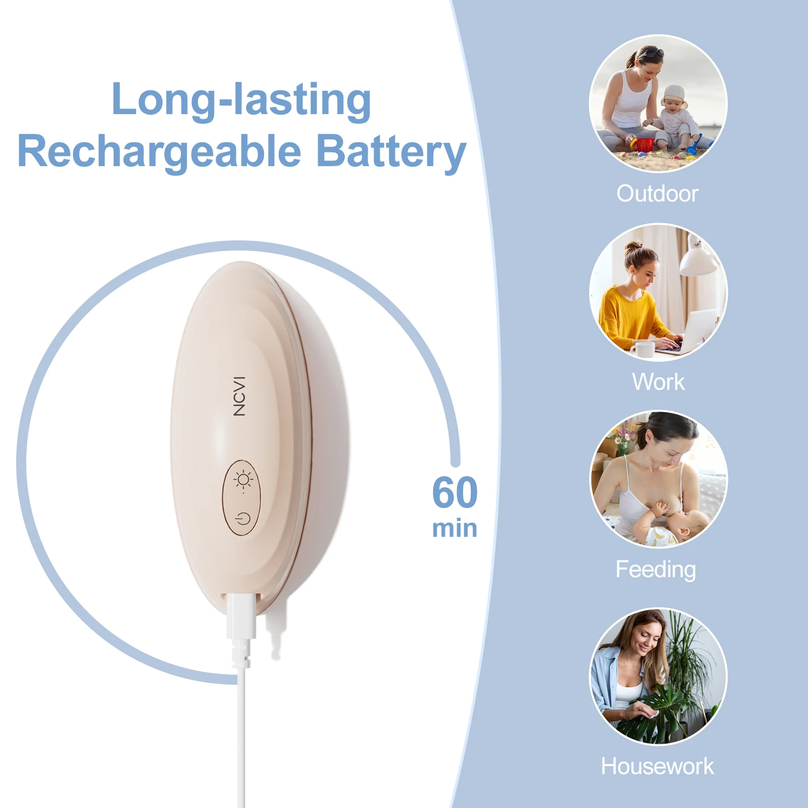 NCVI Warming Lactation Massager 2 Vibration & Heating modes Breastfeeding Support for Clogged Ducts Mastitis Improve Milk Flow lactation massager