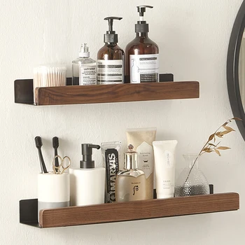 Scaffale da bagno Organizzatore Portaoggetti per doccia Scaffali angolari in legno massello Porta shampoo per WC a parete Mensola da cucina