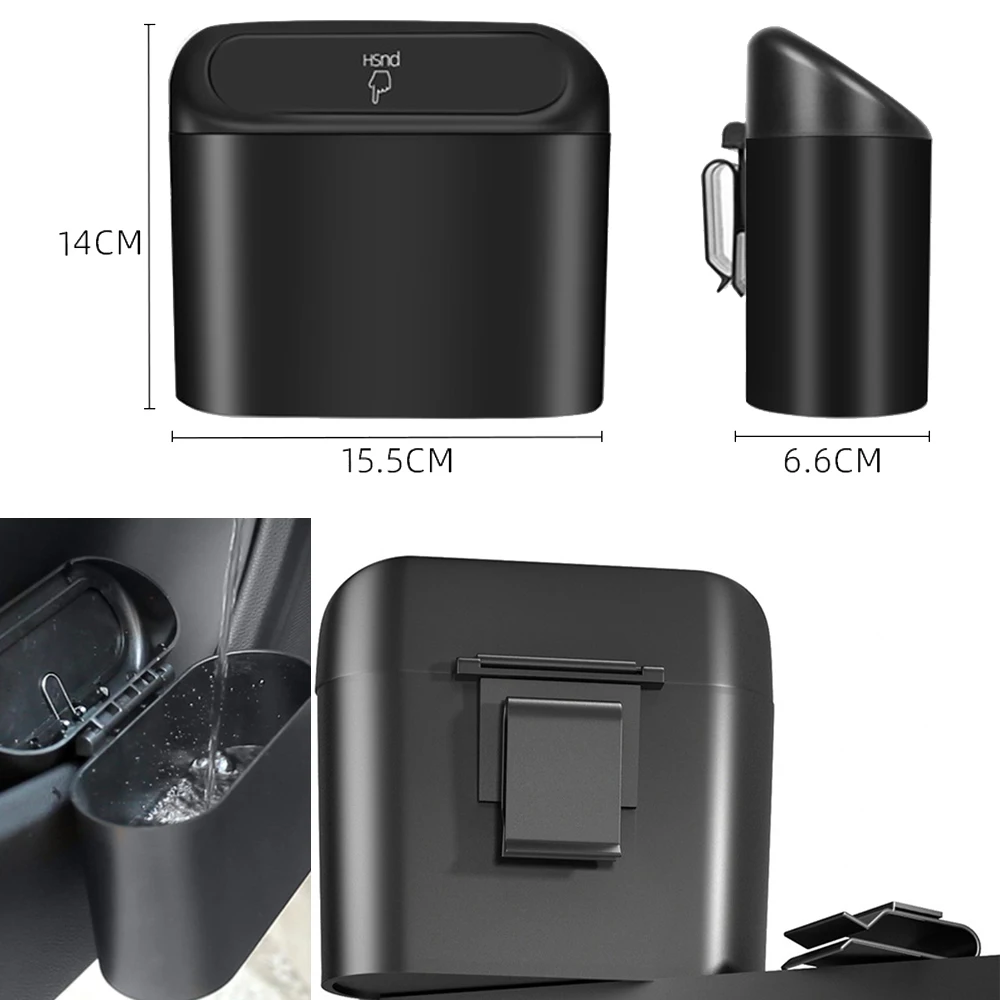 Car Trash Can Portable Hanging Car Interior Storage Trash Wastebasket with Lid for Office Home Auto Storage Bin Accessories