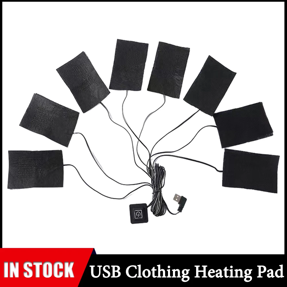 

8 In 1 Clothes Heater Pad USB Electric Heating Sheet 3 Gear Adjustable Temperature Heating Warmer Pad Winter Vest Jacket Pads