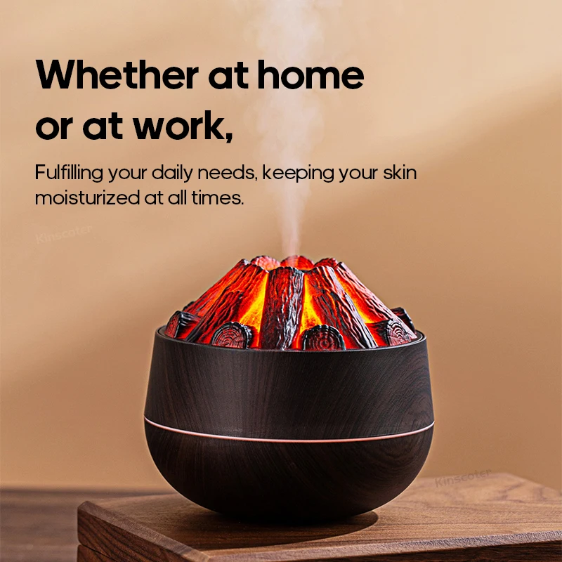Simulated Campfire Air Humidifier Woodstove Fireplace Water Mist Diffuser Classic Woodgrain USB Ultra Sonic Mist Sprayer 4
