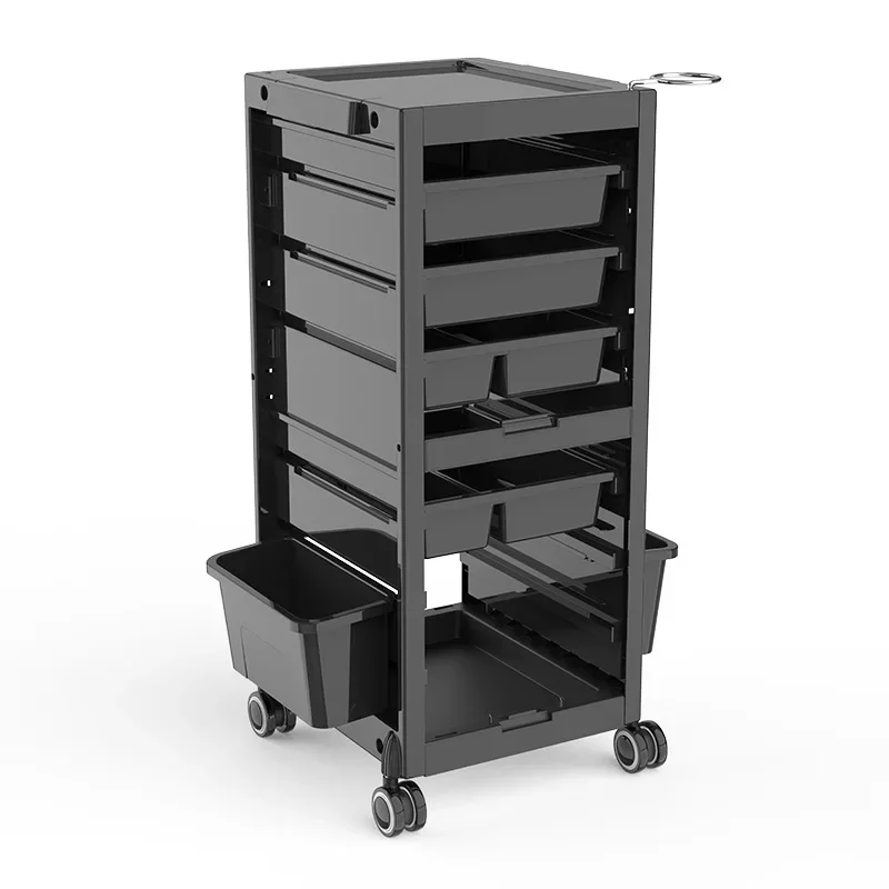 Lockable Salon Trolley Cart Tool Organizer with Locks for Hair Stylist Stations Black Rolling Tool Cart Security Hairdresser