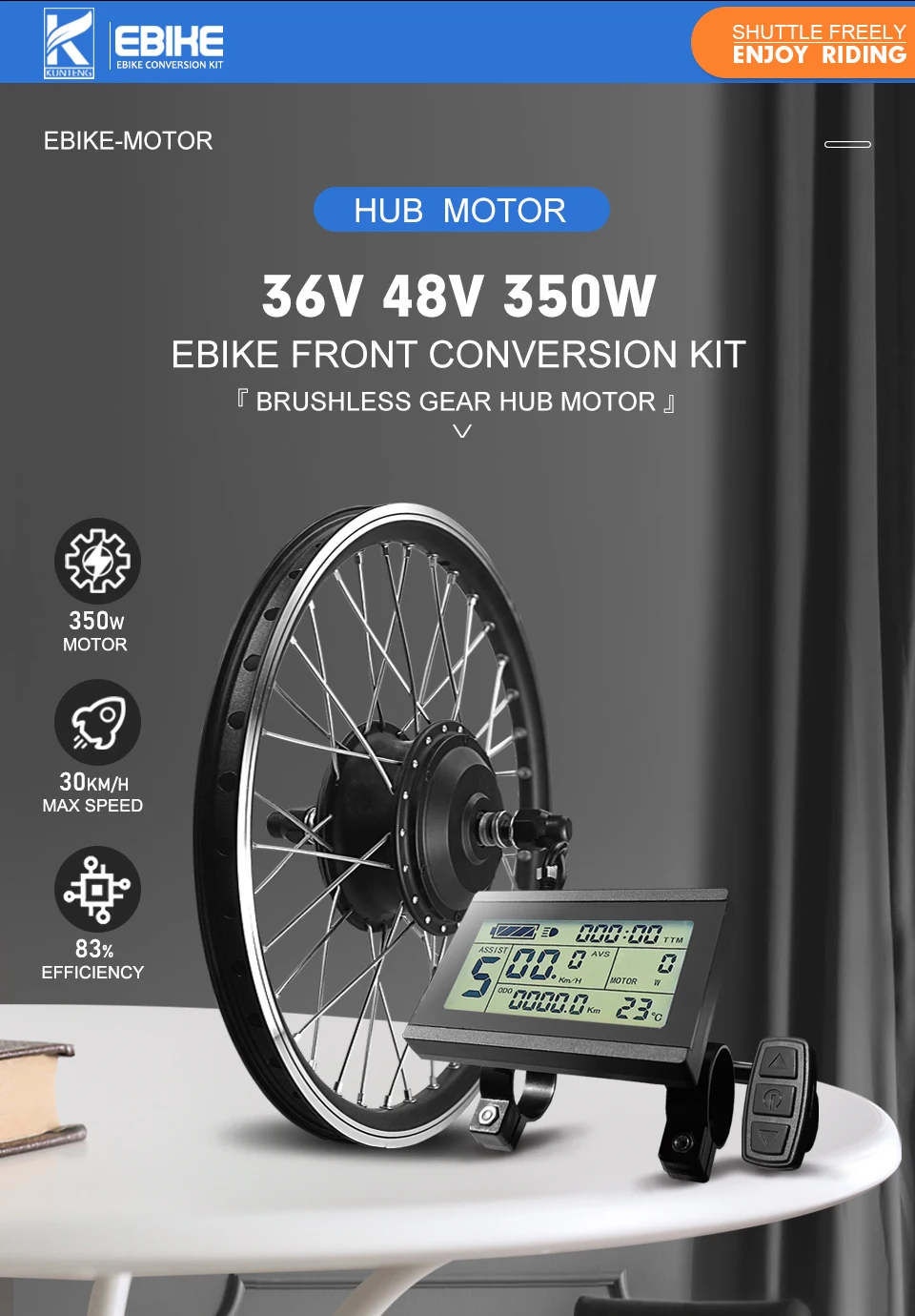 Description Picture 6 of itemElectric Bike Conversion Kit 36V48V 350W Front Brushless Motor Wheel Hub Motor 16-29Inch 700C Ebike Great Bicycle Engine