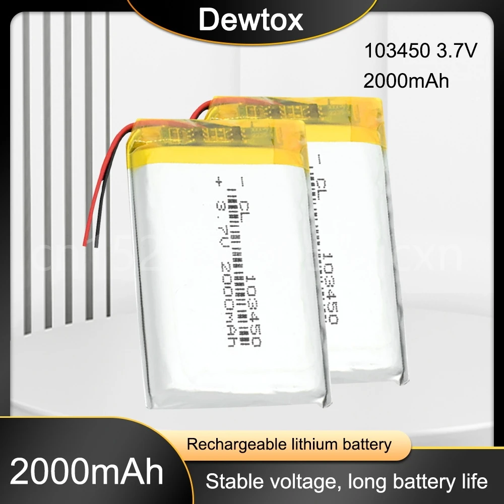 Bateria Recarregável de Lítio de Polímero Lipo Mp3 Navegador Gps Gravador de Dvd Fone de Ouvido E-book Câmera 103450 3.7v 2000mah - Image 4