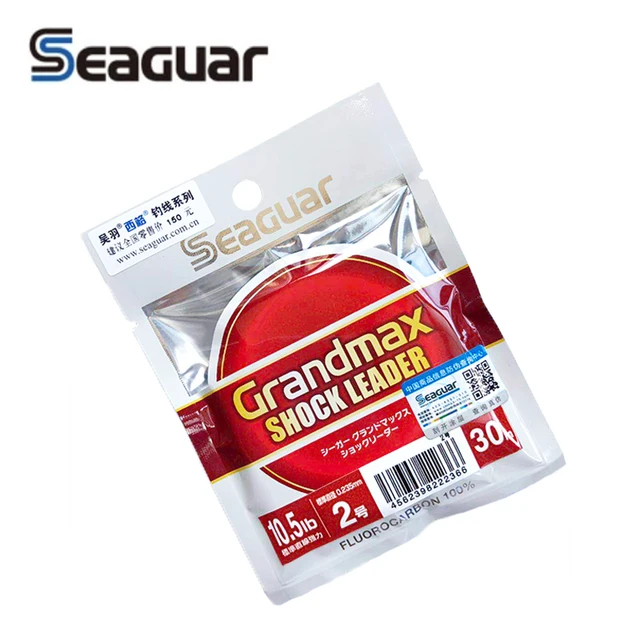 Seaguar 일본 그랜드 맥스 쇼크 리더 낚싯줄은 카본 티펫이 함유된 30M 길이의 루어 래프트 바다 낚싯줄입니다.