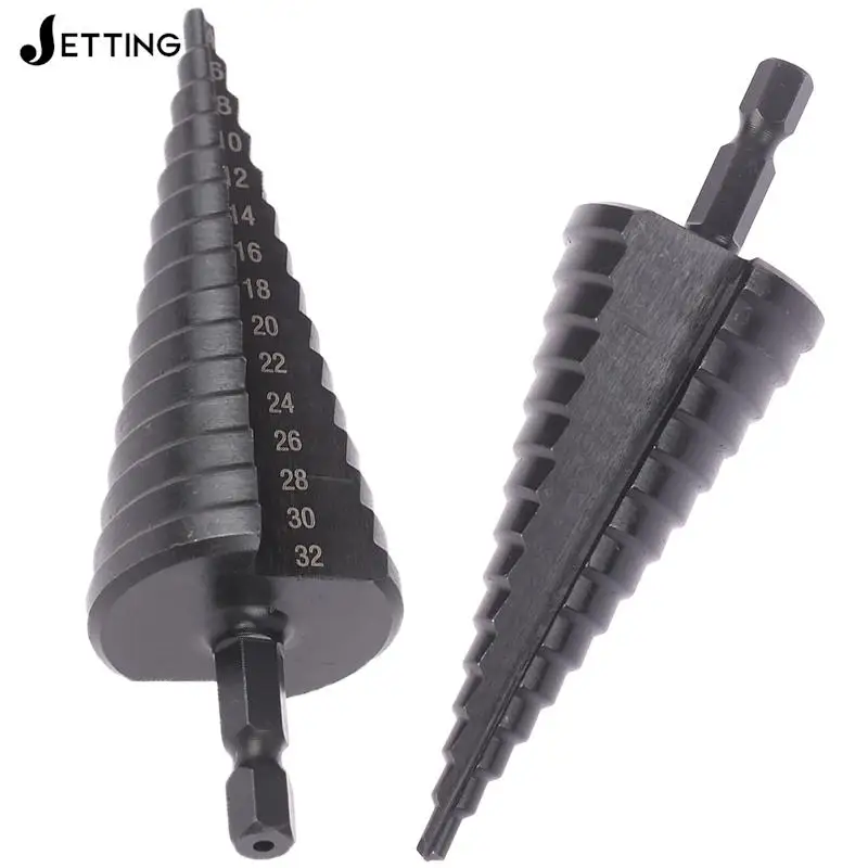 

4-32 Mm Bearing Steel Black Coated Step Drill Bit Pagoda Drill Drilling Power Tools Wood Hole Cutter Step Cone Drill