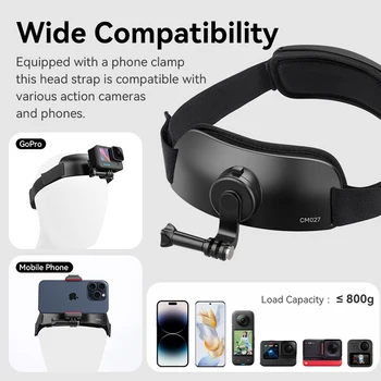 Ulanzi Head Strap Mount for Action Camera Smartphone Gopro 12 11 10 9 8 7 Head Strap Mount for Outdoor Photography Video Vlog 5