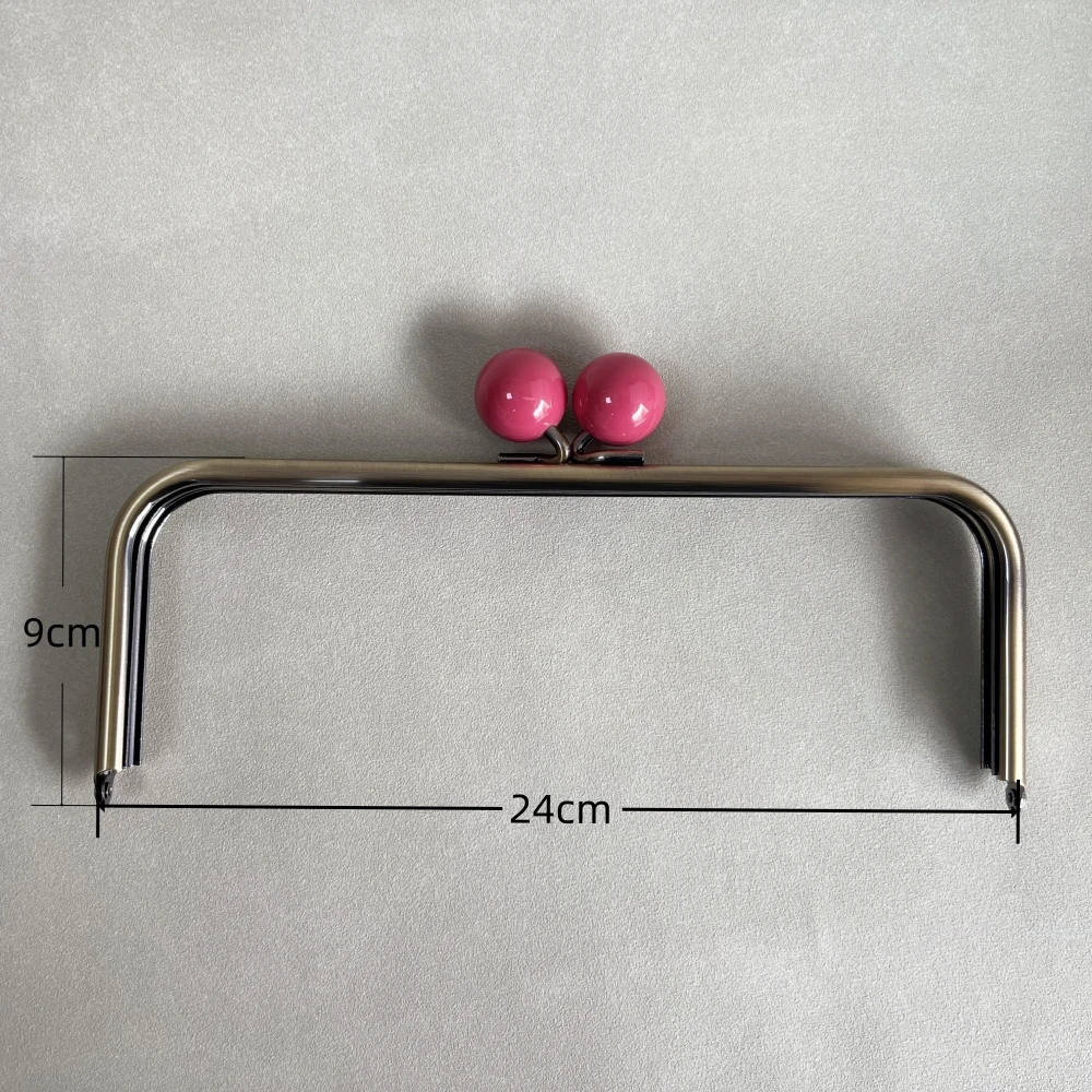 22 Or 24cm Kiss Lock Antique Bronze Big Ball Claps Metal Purse Frame Wholesale Bag Accessories Wallet Parts Plastic Candy Color