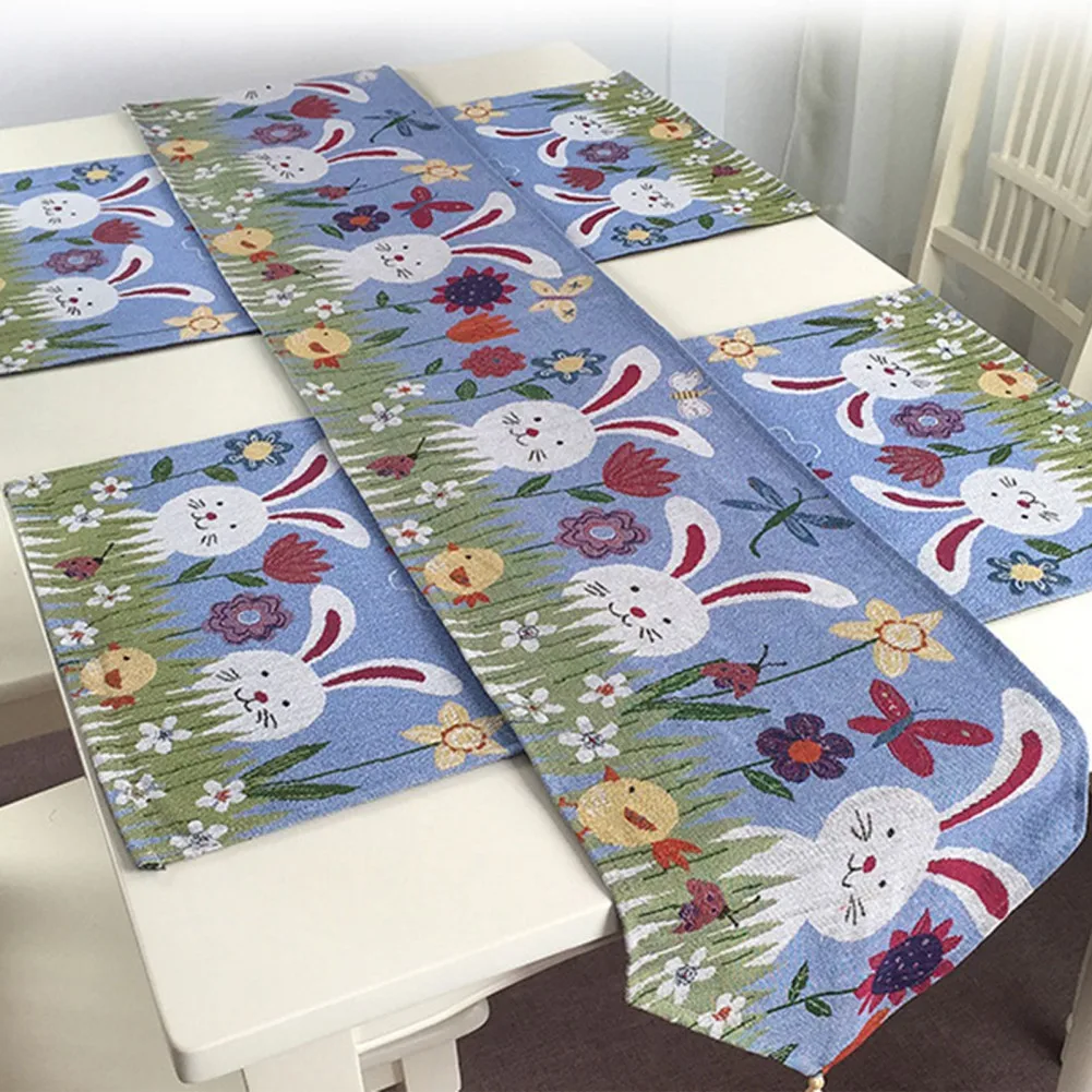 Easter Bunny Table Runner Placemats Home Event Party Decoration