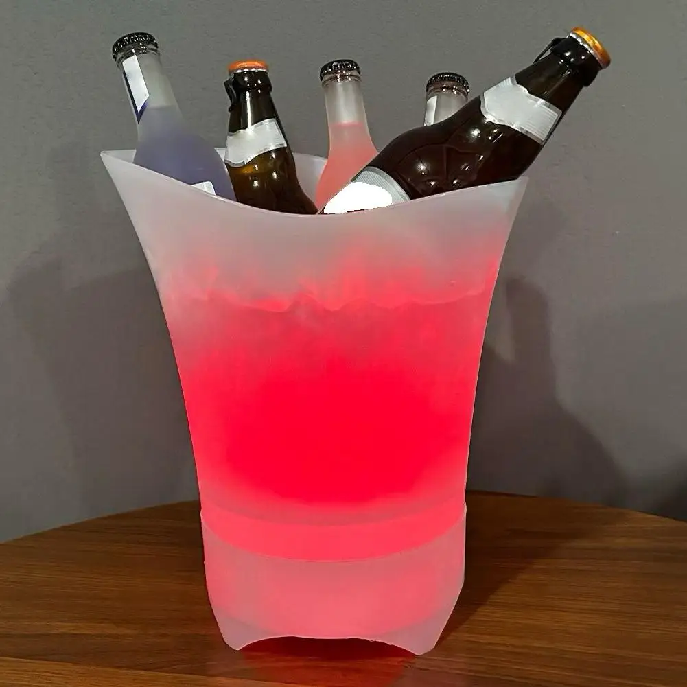 LED Ice Bucket 7L Light-up Ice Cube Colorful Radiant Waterproof Containers Drink Wireless Bucket Lighted Built-in With K9H8