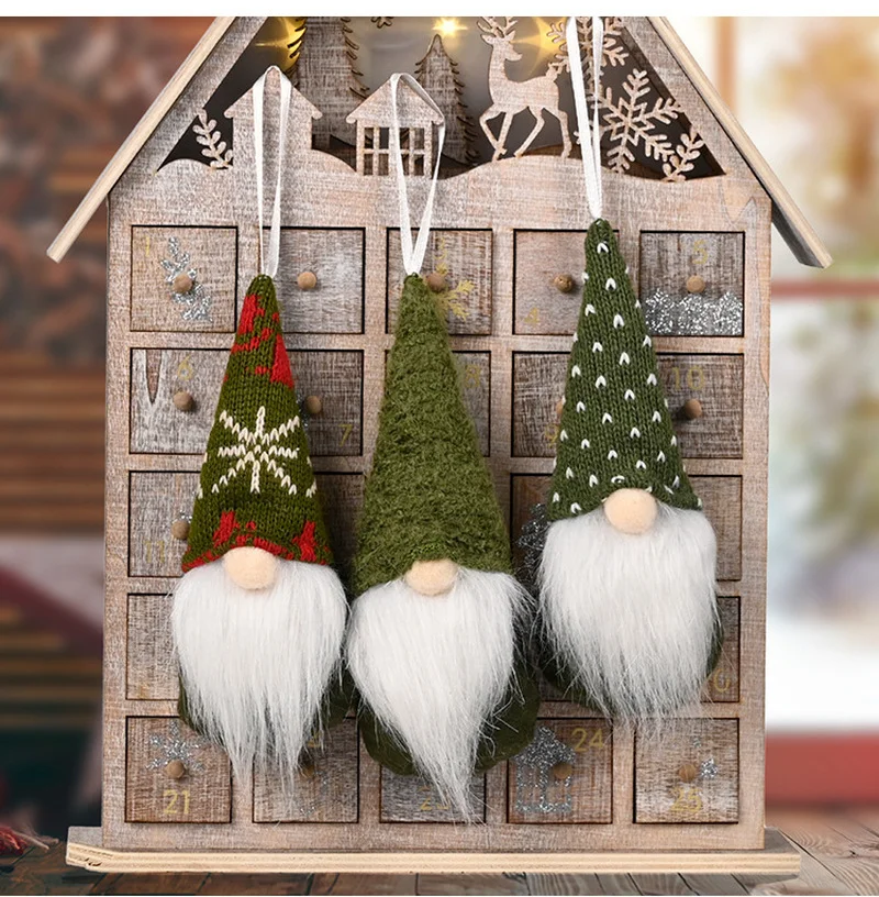 thumbnail image 1 of 3 piezas de mini muñecos navideños, gnomos, colgantes para árbol de Navidad, muñecos de peluche rosas, decoración navideña para el hogar, Navidad 2024, 1 of 5