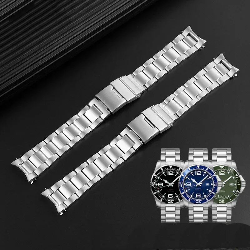 316 Solid stainless steel strap suitable for Longines Concas steel band L3.642.4 L3.781.4 series watch chain accessories 21mm