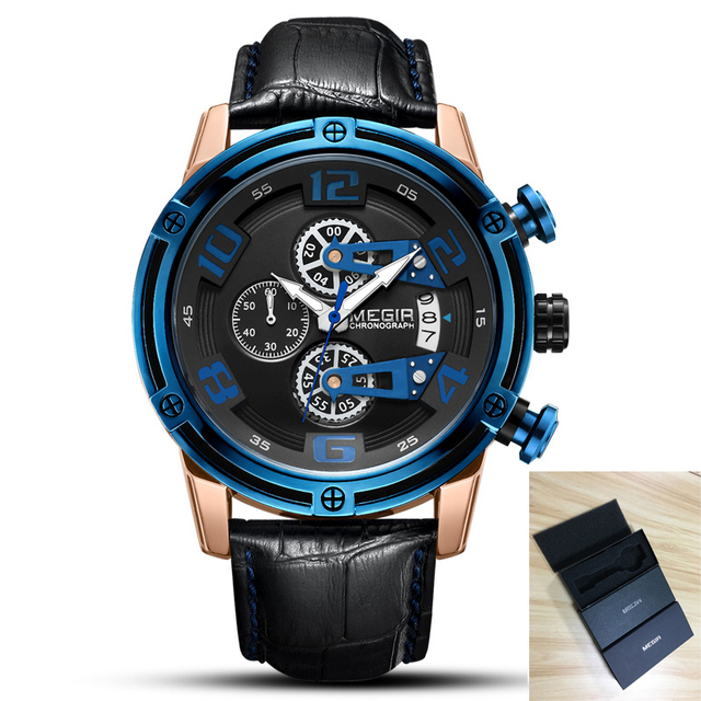 Luxury Watch for Men Quartz Multifunction Chronograph Wrist Watches Fashion Leather Waterproof Clock Relogio Masculino