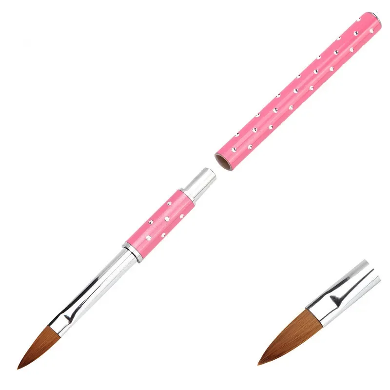 5 Sizes Nail Art UV Gel Carving Pen Nail Brush For Acrylic Liquid Powder Nail Beauty DIY Brushes Pink Rhinestones Rod 2
