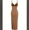 Europe and America knit simple sleeveless suspender dress in spring and summer, leaking back and sexy long skirt with neck. 2