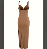 Europe and America knit simple sleeveless suspender dress in spring and summer, leaking back and sexy long skirt with neck. 2