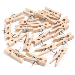 Set of 20 Wooden Thumbtack Clips for DIY Projects and Home Decor (Beige 20Pcs)