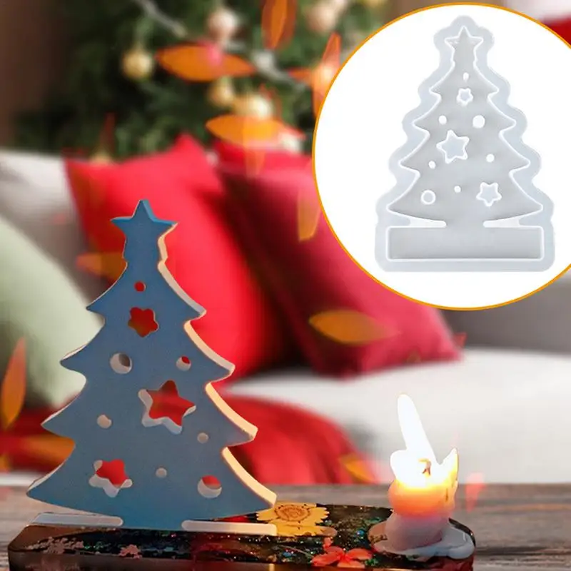 Christmas Series Candle Holder Silicone Mold DIY handmade 3D Gypsum Crafts Tea Light Candlestick Ornament Resin Mould Home Decor