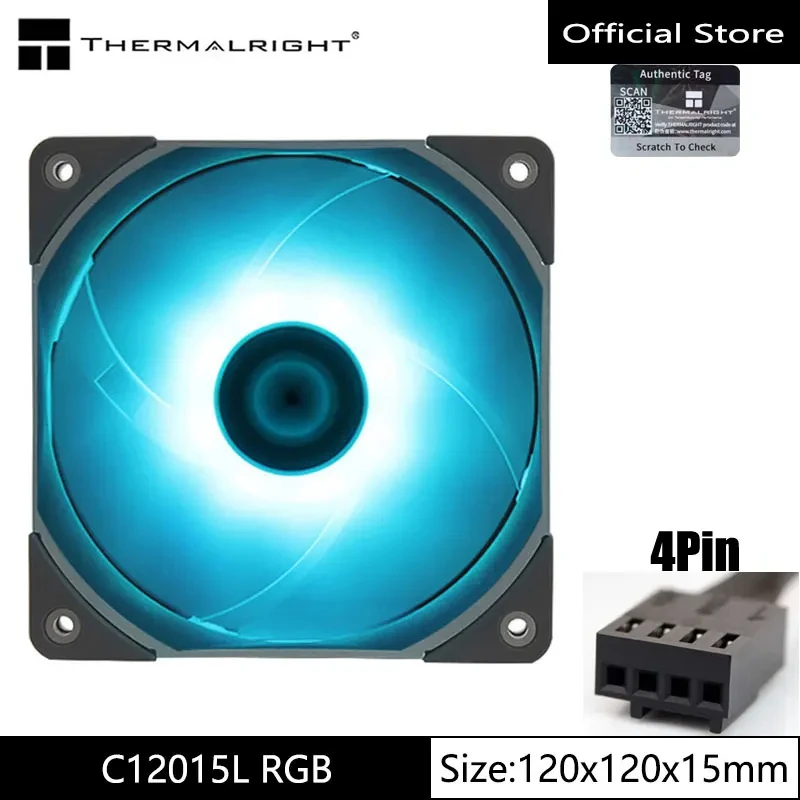 Thermalright C12015B ventola CPU case del computer ventola silenziosa 4pin PWM PC ventola, ventola di raffreddamento sottile 15 mm, ventola di raffreddamento CPU 120 mm (nero