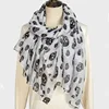 Supply European and American Style Skull Printing Large Size Silk Scarf Sunscreen Shawl 2