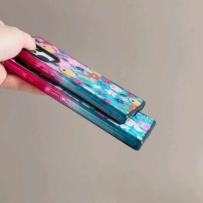 Flower MagSafe Colorful Border Case for Samsung Galaxy S22 Ultra S23 Ultra S24 Ultra Cover Protective Shell