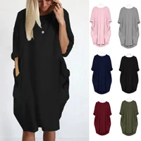 Loose Casual Long Sleeve Dress with Pockets in plus Sizes Eight Colors Eight Codes Wish Women's Clothing Comfortable Maxi Dress