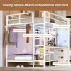 Full Over Twin Size Bunk Bed with Desk and Led Lights Storage Shelves and Drawers for Teen & Adults,Safety Guard Ladder Bunk Bed 5