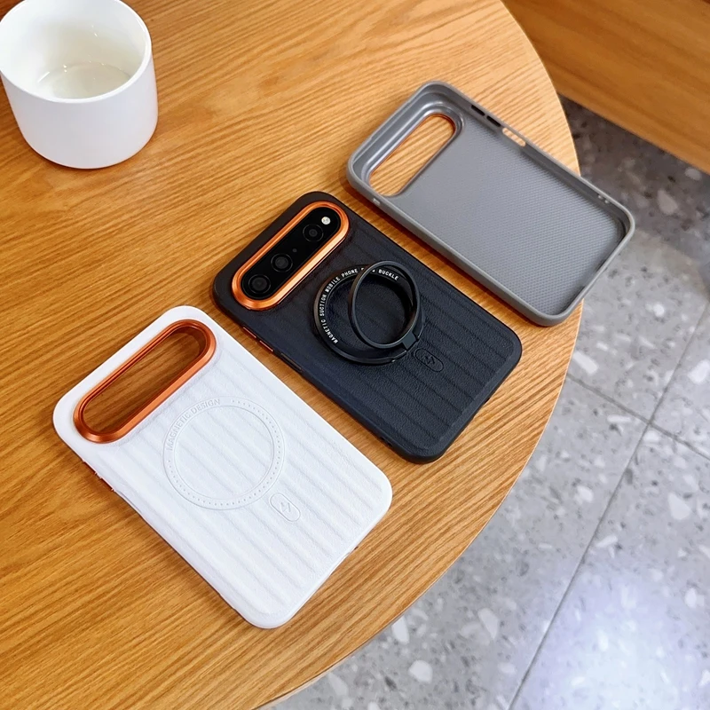 MagSafe Magnetic Shockproof Solid Color Protective Back Cover with Tile Pattern Design