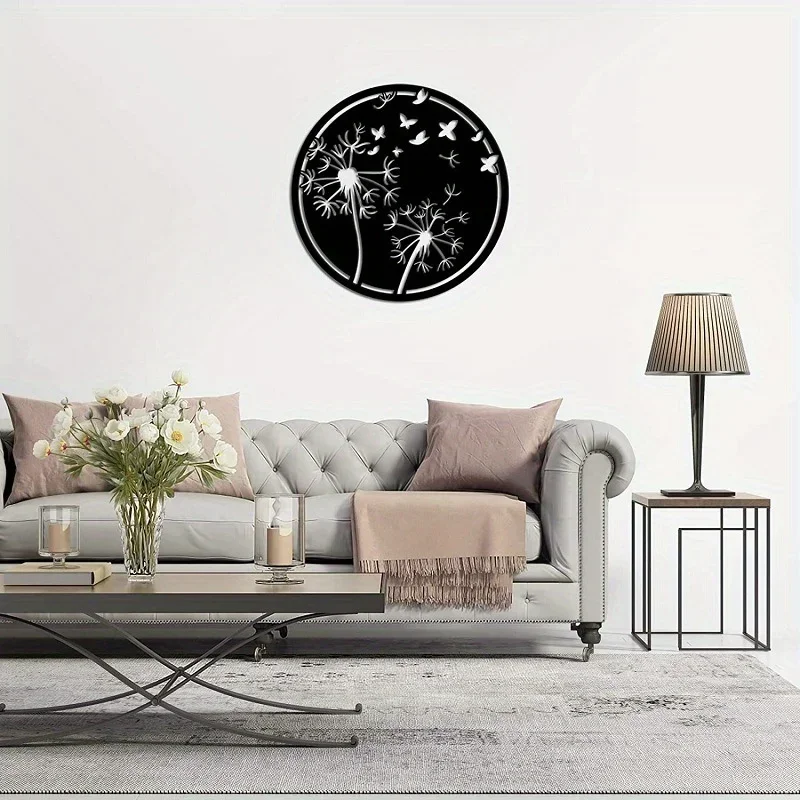 

1pc Visual Art Wall Mounted Decoration Dandelion Metal Hanging Painting, Outdoor Wall Decoration, Metal Crafts, Holiday Gift