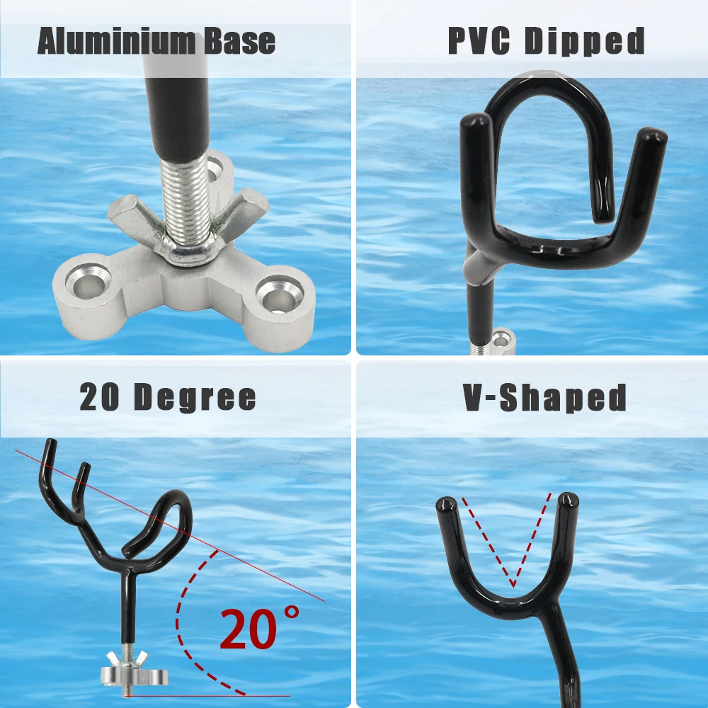 Sure Grip Steel 20 Degree Angle Rod Holder Mounting Base Steel Rod-PVC Fishing Pole Holders Boat(4PCS)