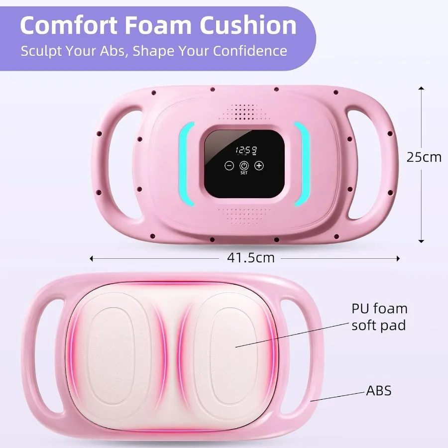 Smart Ab Trainer Machine with Bluetooth Music & Counter, Sit Up Assistant Core Workout Equipment with Foam Cushion for Home Gym