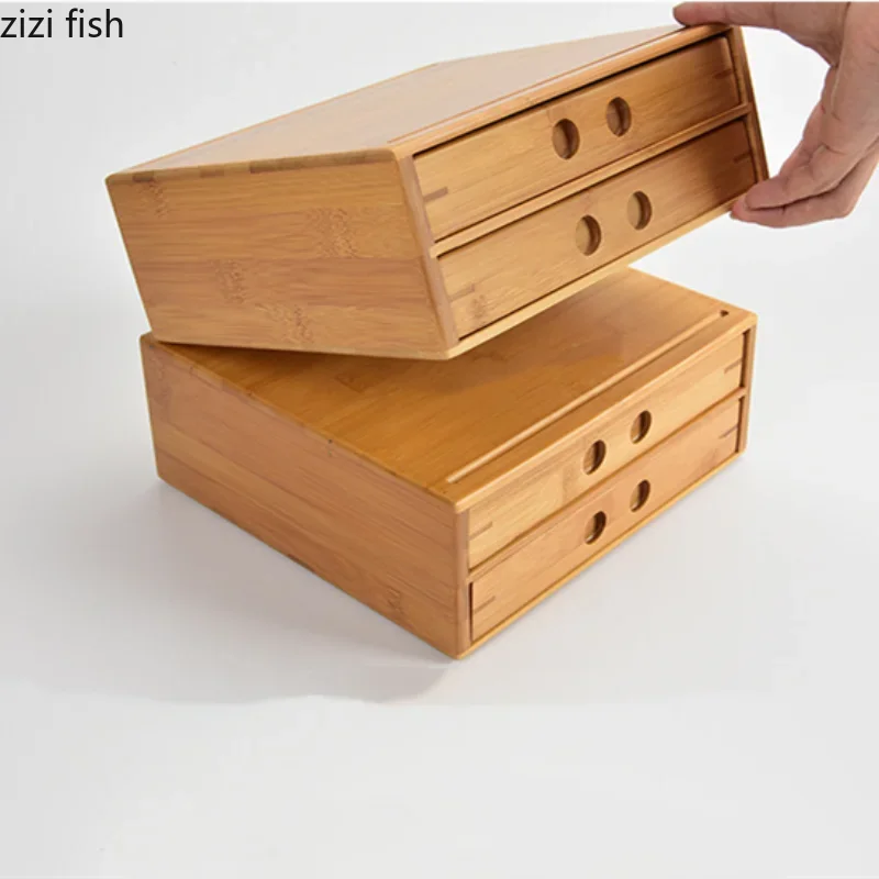 Bamboo Tea Box Multi-layer Drawer Storage Box Tea Organizer Cake Boxes Tray Container Storage Organizer Caddy tea tin box tea canister