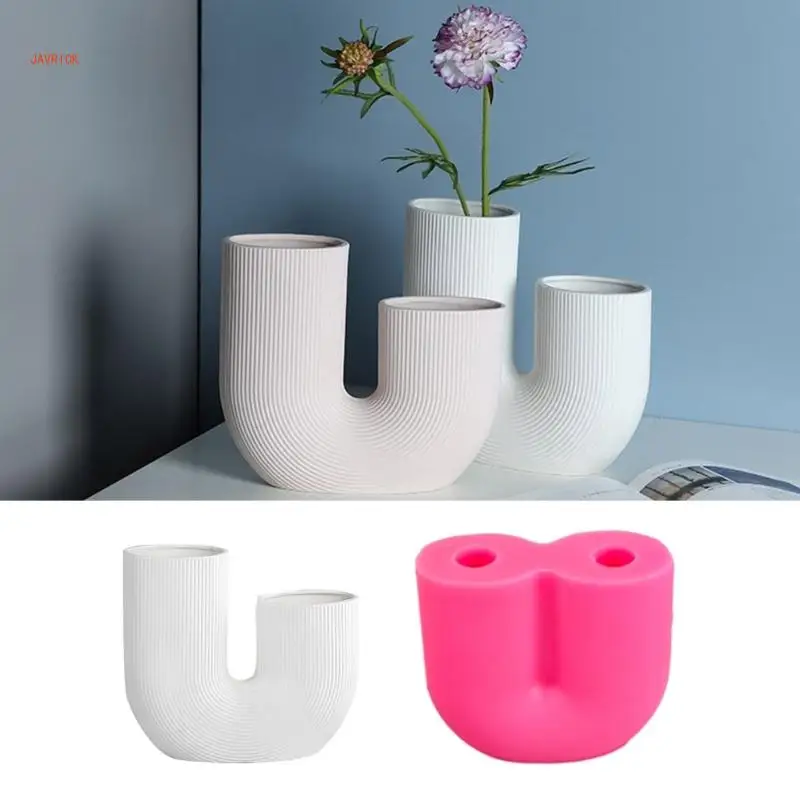U-shaped Flower Pot Silicone Mold DIY Arch Scented Candle Holder Making Mould Plaster Resin Ornament Craft Desktop Decor