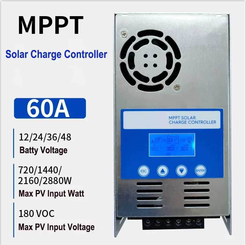 60A Solar Laderegler MPPT Controller Regler 12V 24V 36V 48V LCD Display 